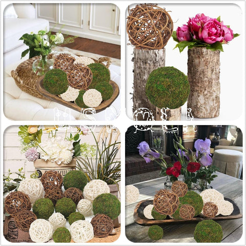 USMOLA moss ball on garden table creates vibrant ambience.