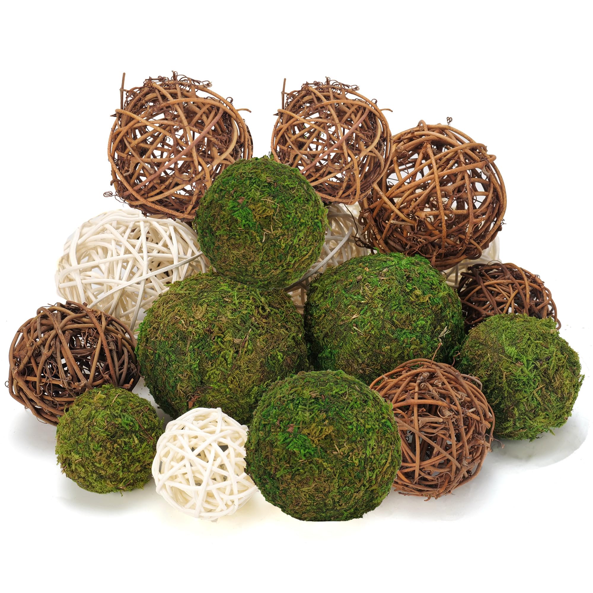 USMOLA white moss ball 2in brightens vases and bowls.