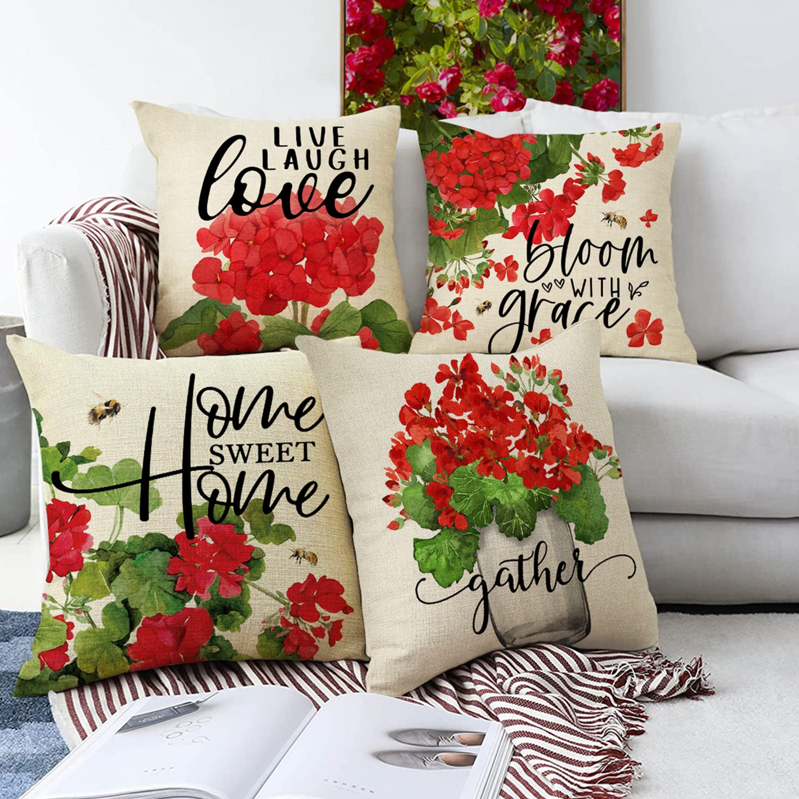 Ussap bee jar print pillow cover brings whimsy and easy styling