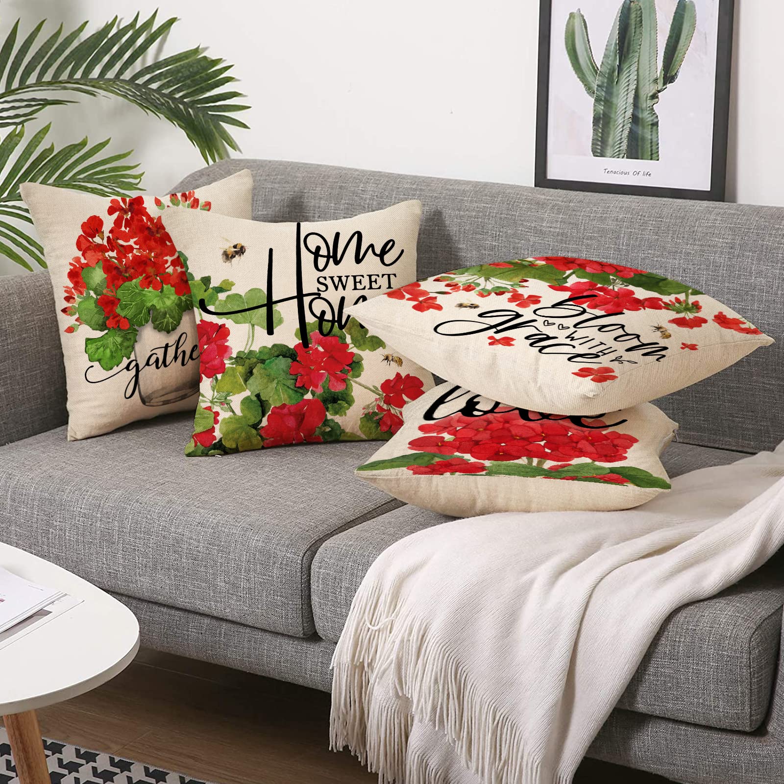Ussap cotton linen rustic pillow cover with natural texture