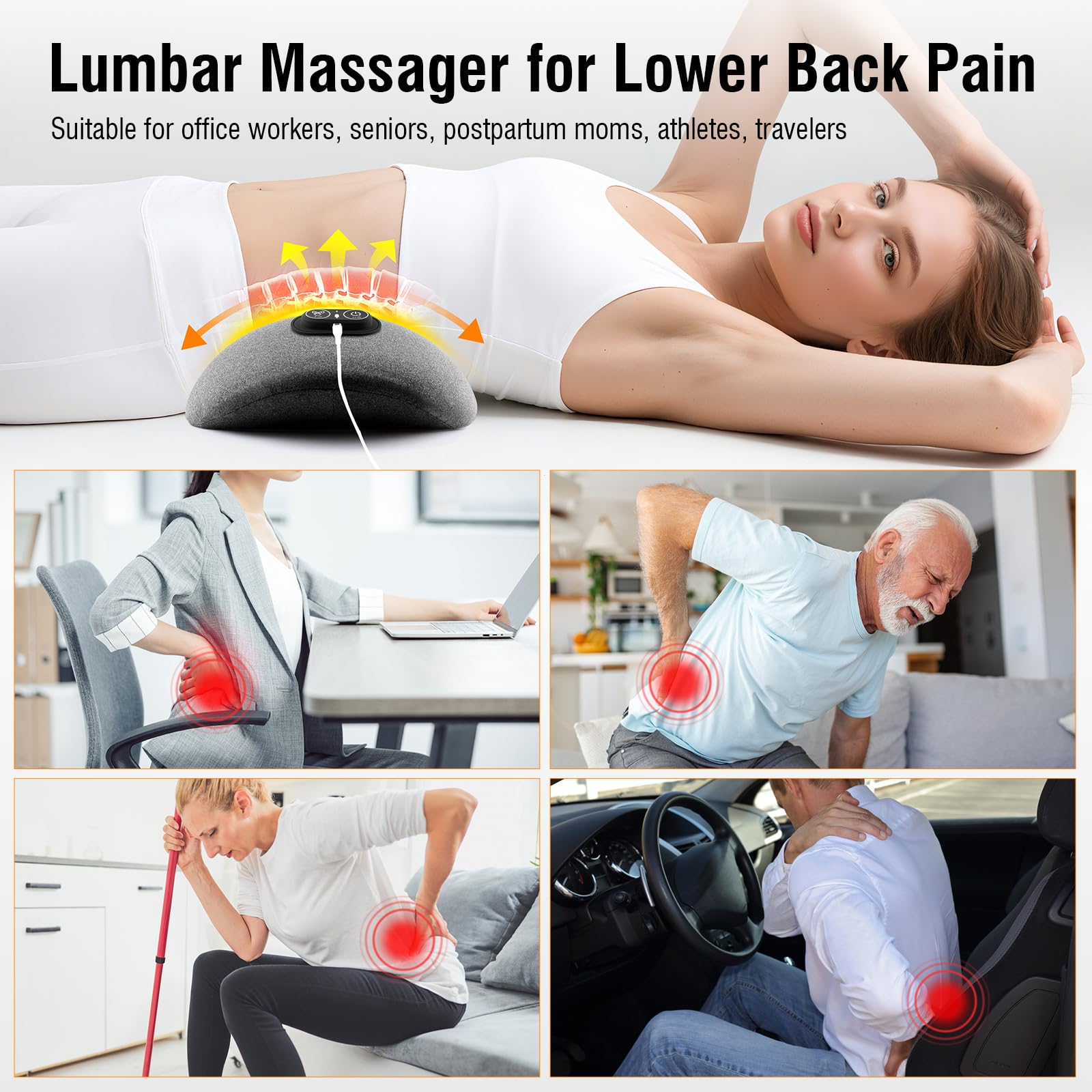 USUIE portable back pillow suited for car, bed, and travel