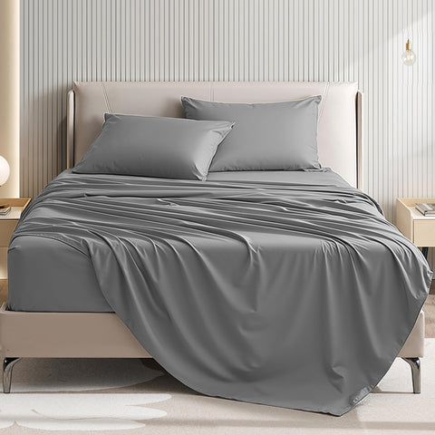 USXIBEI king size sheet set on bed delivering hotel-like comfort and style.
