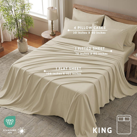 Flat sheet from USXIBEI King Size Sheets Set with soft, inviting fabric.