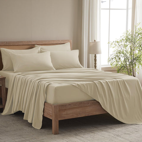 USXIBEI packaging for King Size Sheets Set highlights premium quality and easy care.