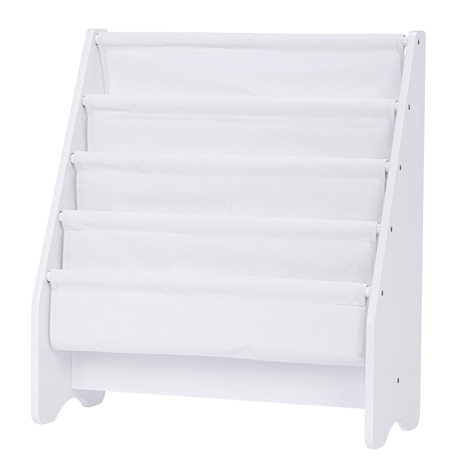 UTEX white finish complements diverse decor while inviting simple book selection.