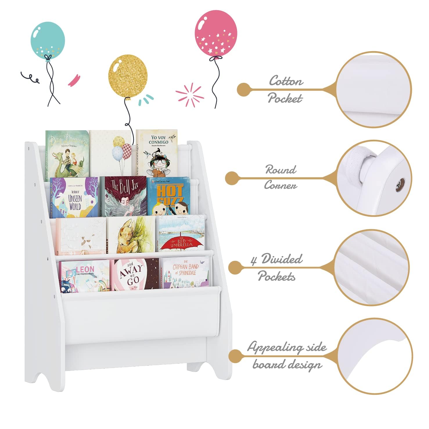 UTEX Kids Bookshelf rounded corners prevent bumps during lively playtime.