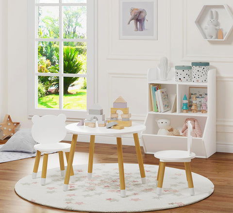 UTEX wood chair set shown from side, durable and stable.