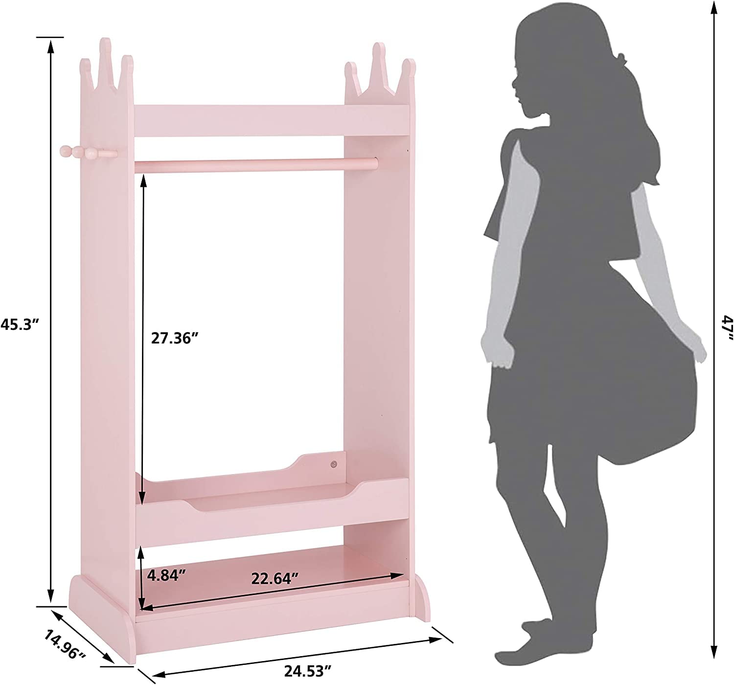 Side mirror feature on UTEX dress up storage for pretend play