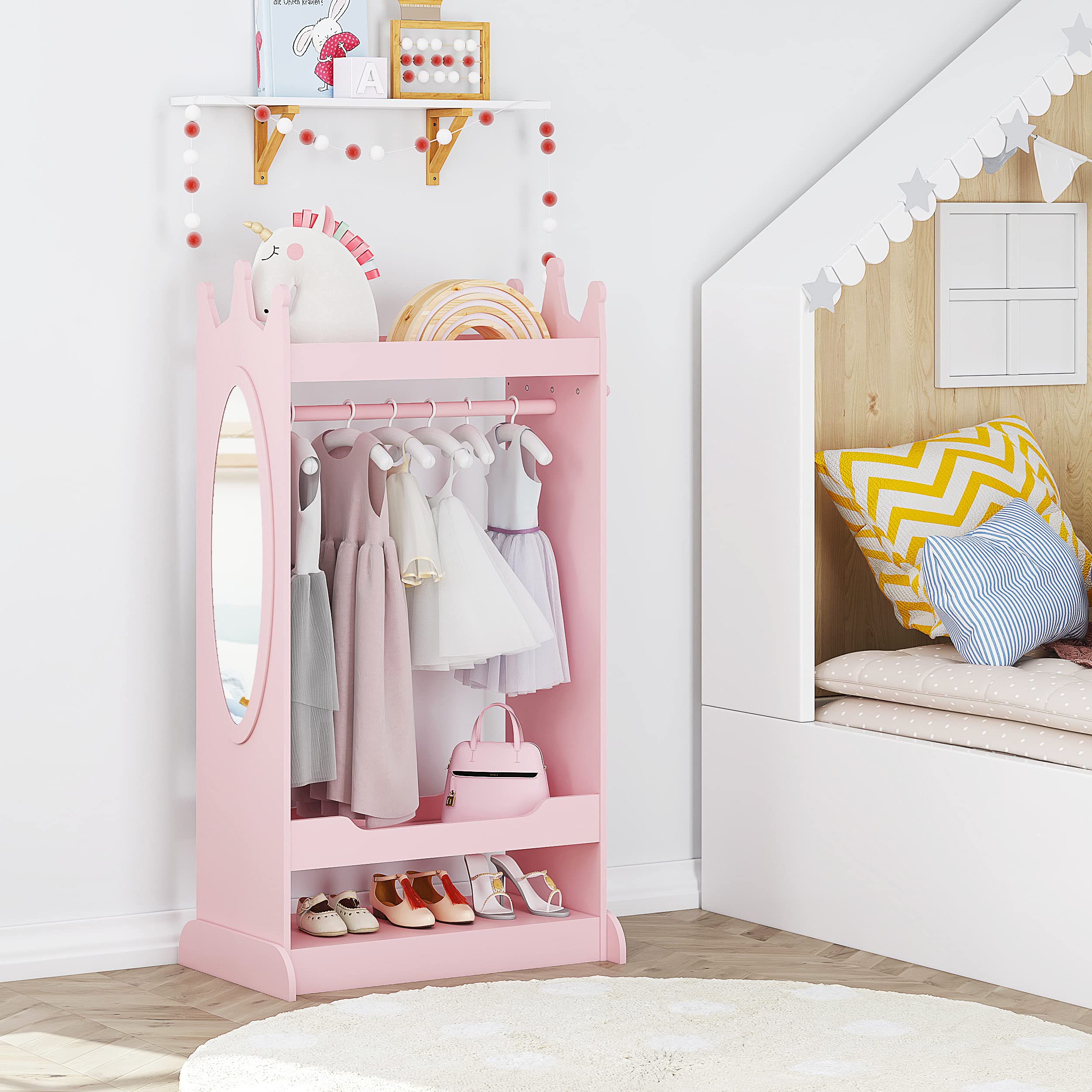 Open hanging wardrobe from UTEX in pink with easy access for costumes