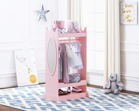 Bottom shoe shelf on UTEX pink dresser-style armoire
