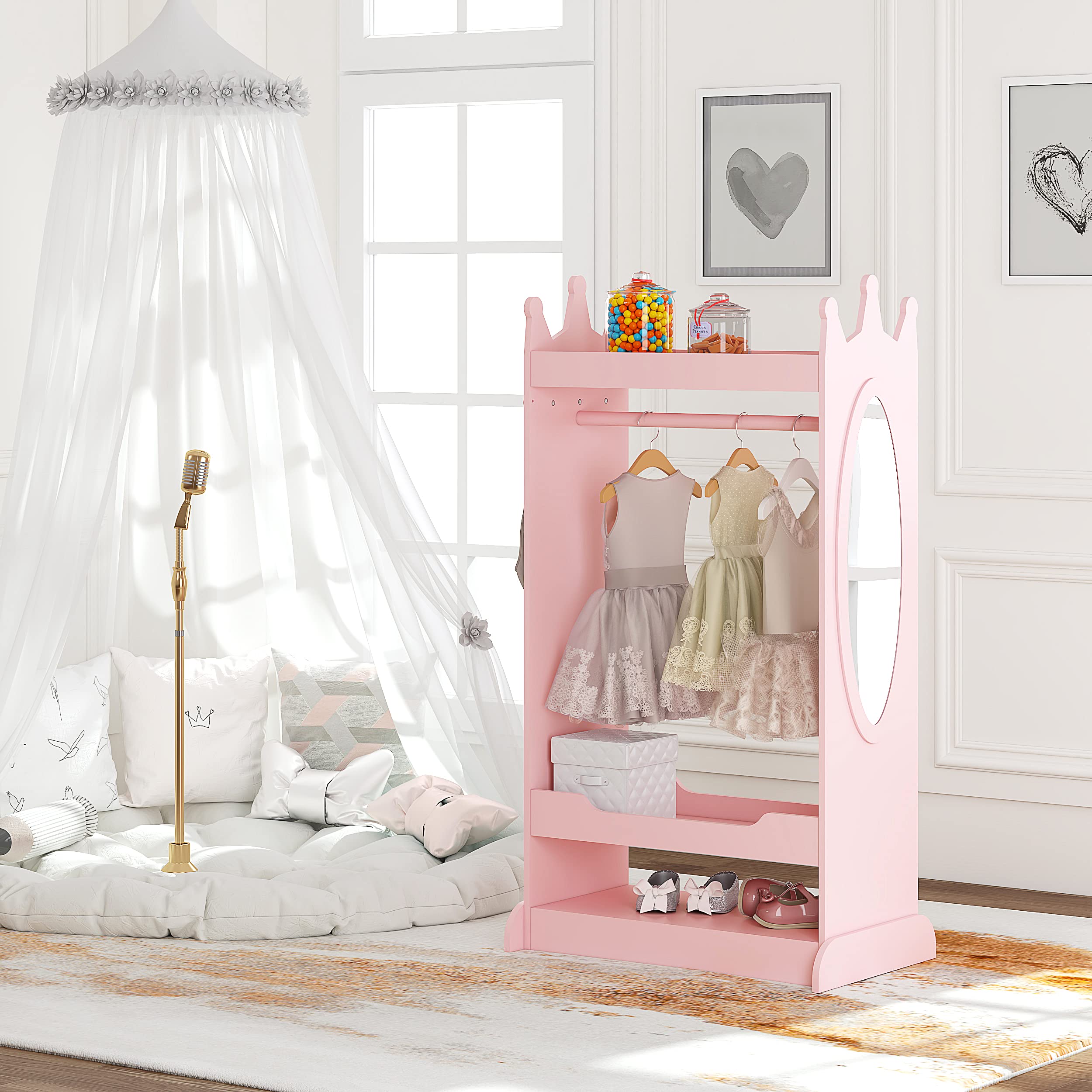 Durable MDF wood UTEX armoire in pink with sturdy construction