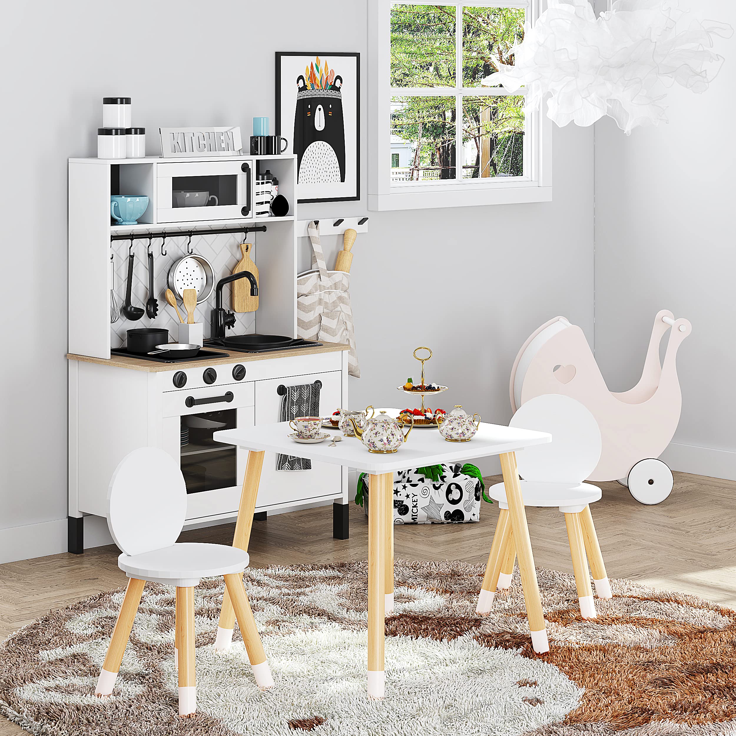 Gift-ready UTEX Kids Table with 2 Chairs in pristine white packaging