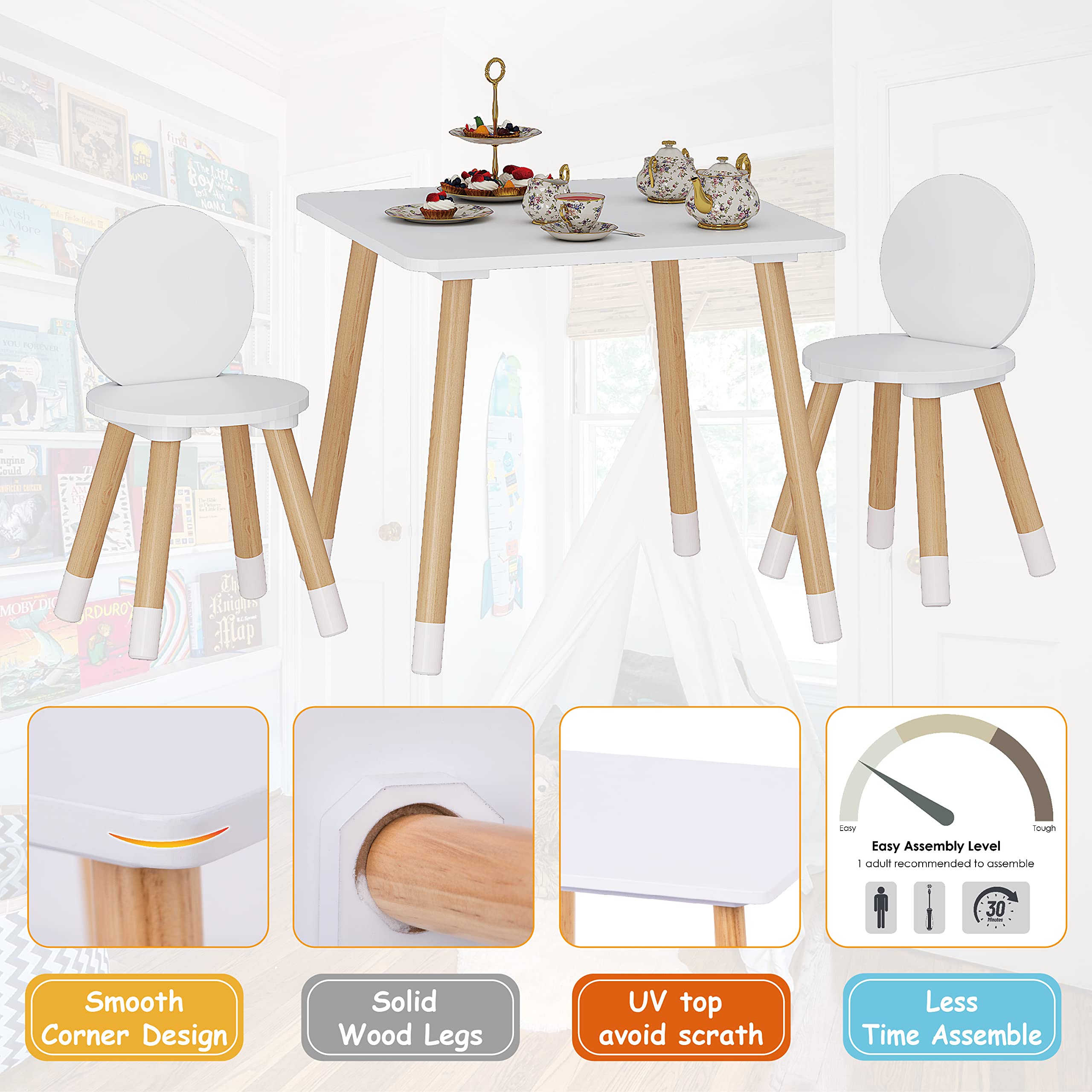 UTEX table and chairs dimensions for optimal kid seating