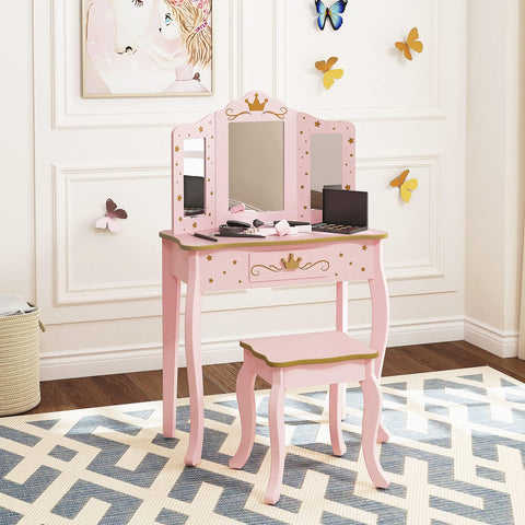 UTEX vanity desk with a clear mirror for safe, reflective moments.