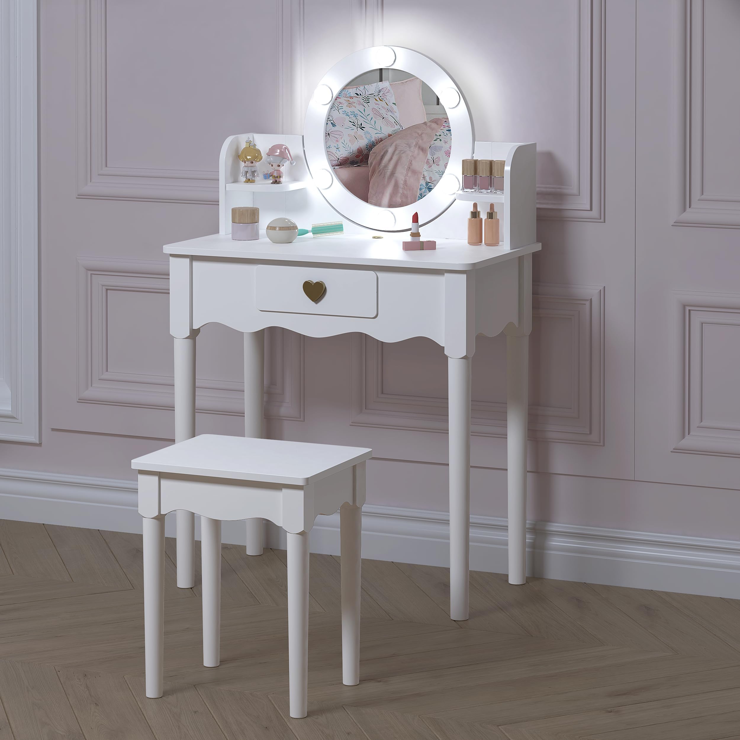 UTEX Kids Vanity drawer stores small items neatly.