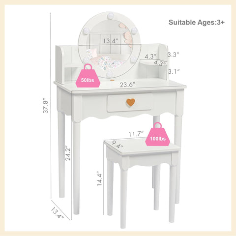 UTEX Kids Vanity smooth surface is easy to wipe clean.