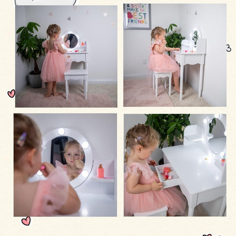 UTEX Kids Vanity white finish complements children's rooms nicely.