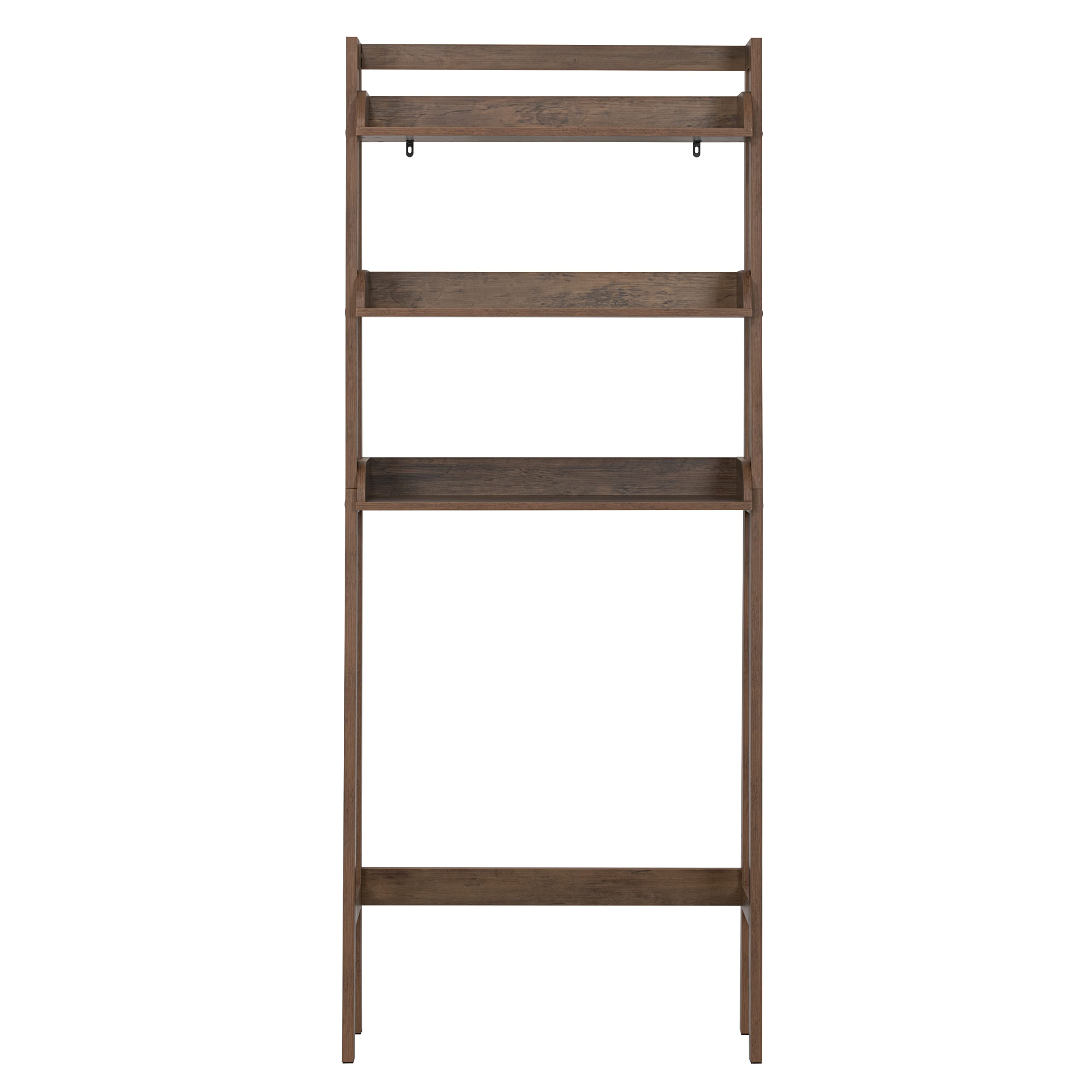 UTEX over-the-toilet shelf in a bathroom corner saving counter space.