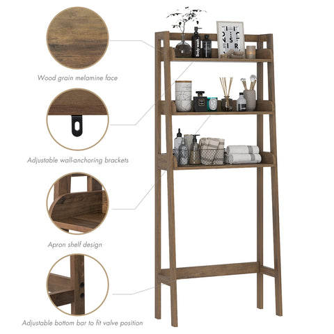 UTEX over-the-toilet shelf wood grain detail highlighting durable engineered wood.