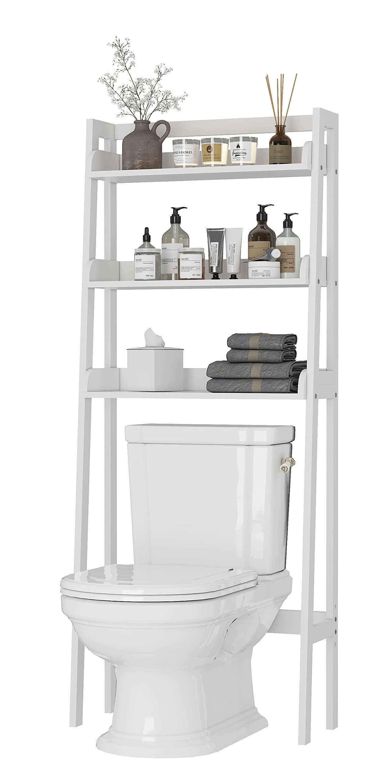 UTEX Over The Toilet Shelf front view shows space-saving storage above the toilet.