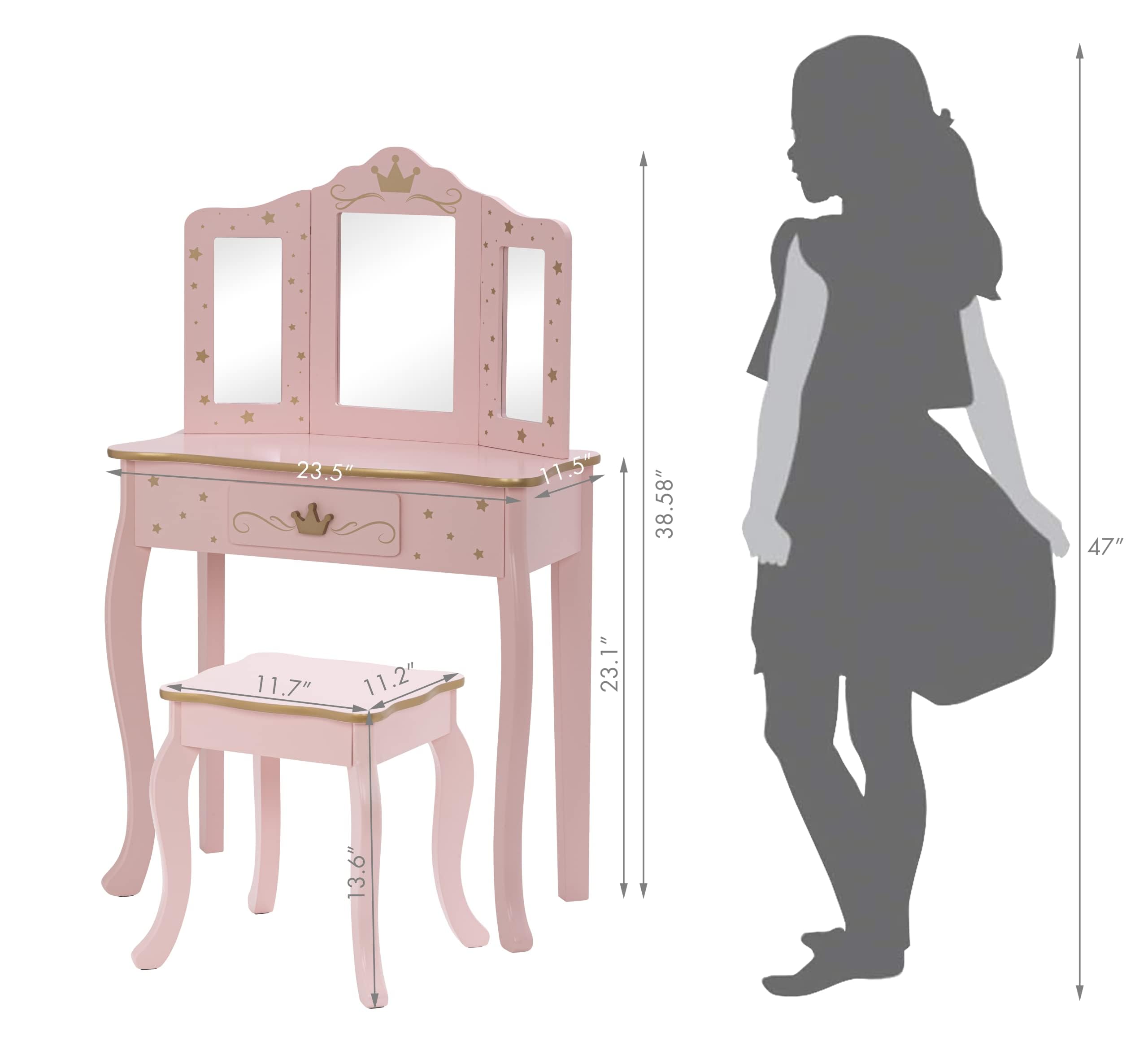 UTEX princess-themed vanity adds elegant charm to a little girl's room.