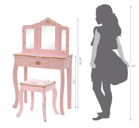 UTEX princess-themed vanity adds elegant charm to a little girl's room.
