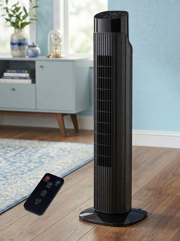Uthfy 31-inch tower fan remote control delivers convenient cooling from anywhere in the room.