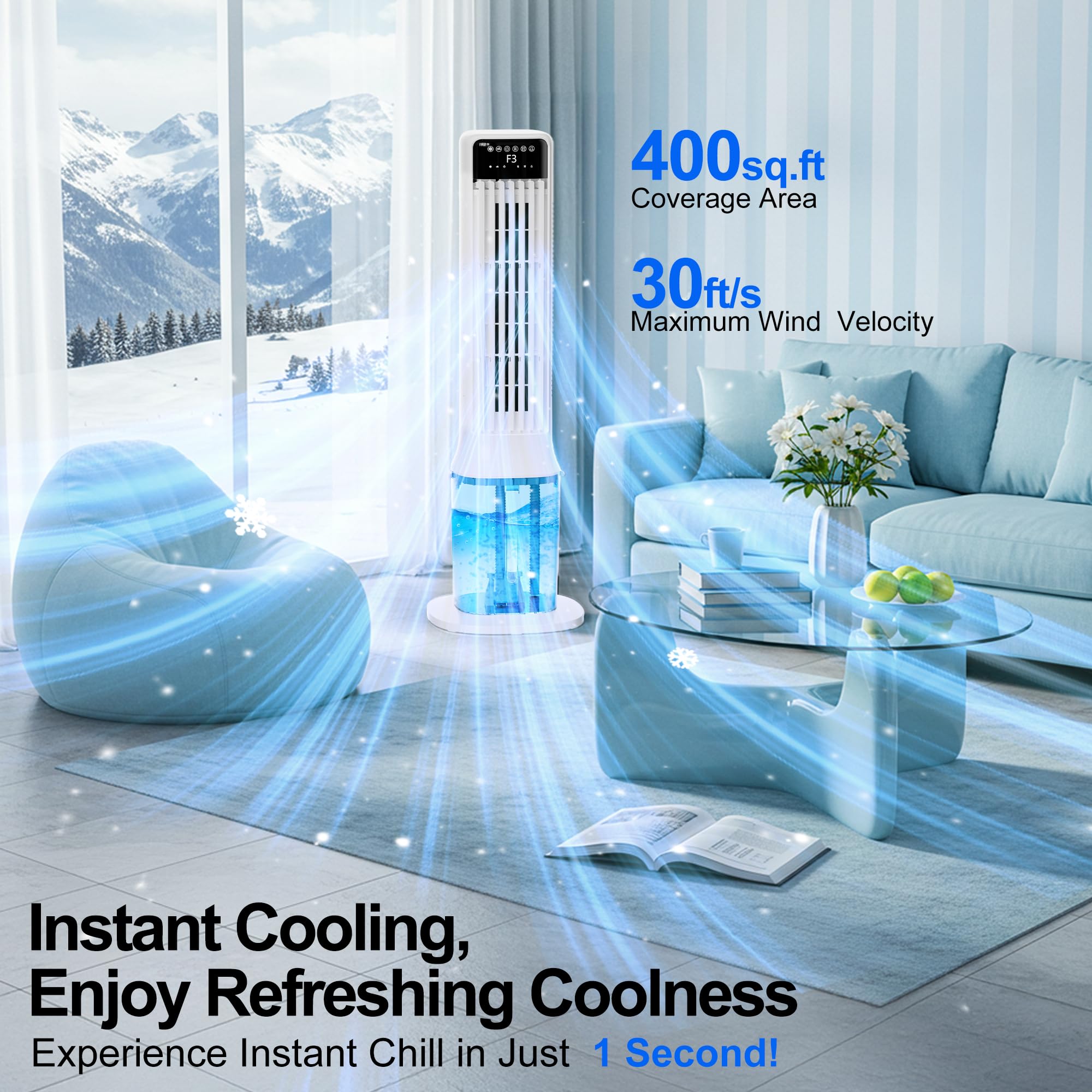 Uthfy 41-inch portable A/C back view with easy-access water tanks