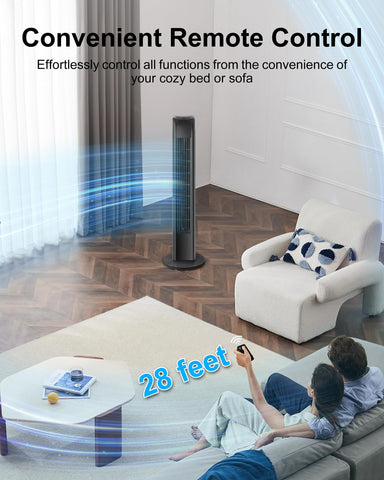 Uthfy bladeless tower fan design highlighting safety and bladeless tech.