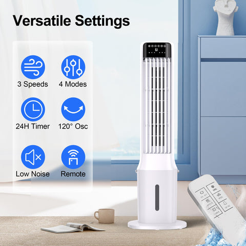 Uthfy evaporative cooler in bedroom use showing oscillation