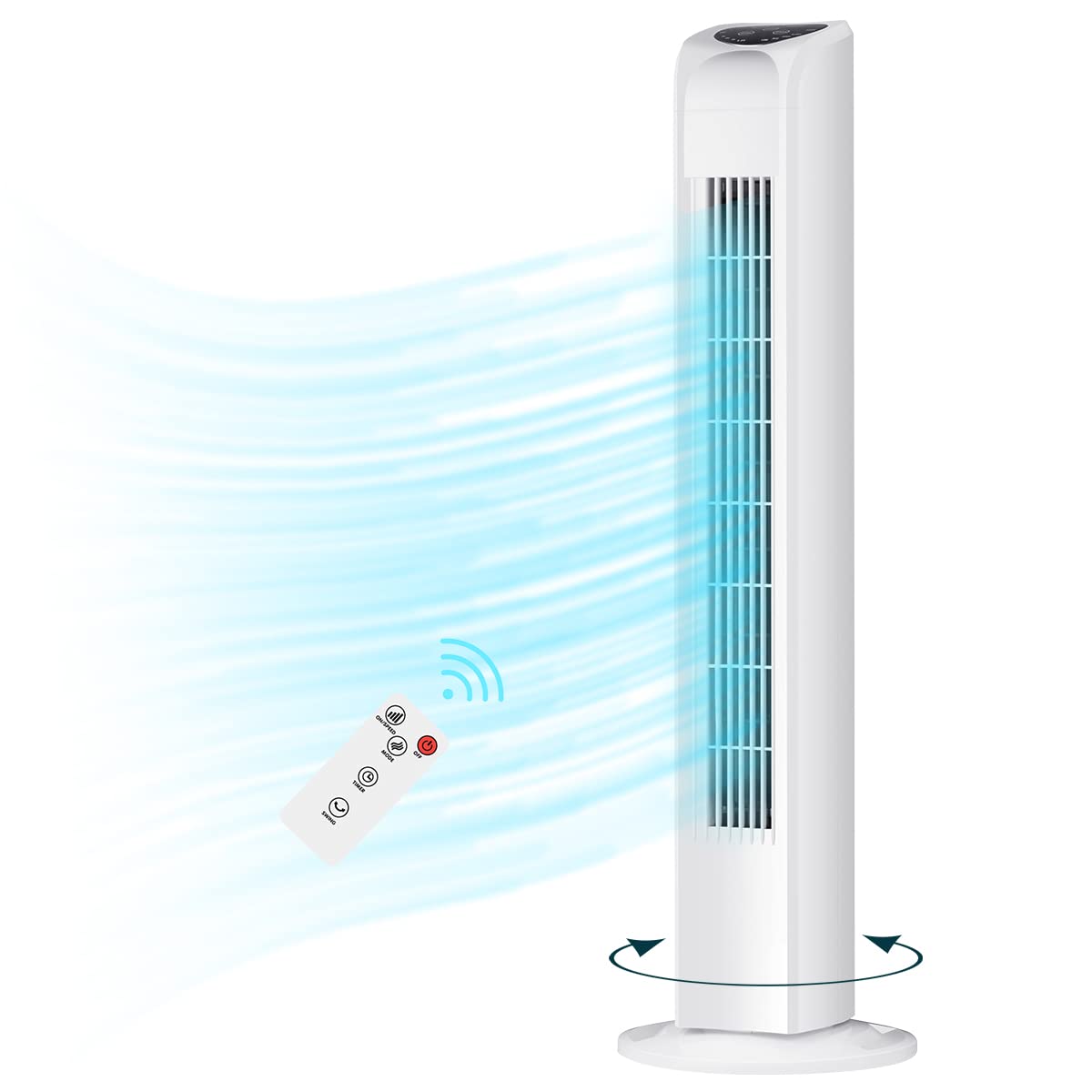 Uthfy bladeless tower fan with remote cools bedrooms quietly and safely