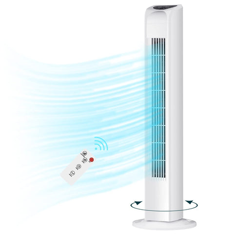 Uthfy bladeless tower fan with remote cools bedrooms quietly and safely