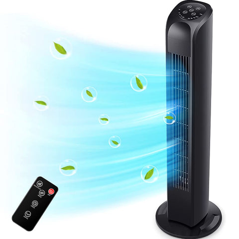 Uthfy oscillating bladeless fan with remote for easy room cooling.
