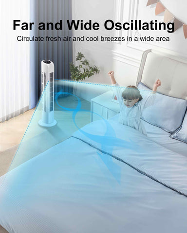 Uthfy space-saving tower fan fits small rooms and desks
