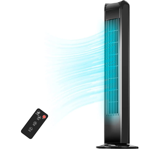 Uthfy Tower Fan front view with bladeless safety and quiet airflow.
