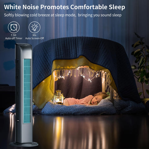 Uthfy Tower Fan 120-degree oscillation for even cooling across room.