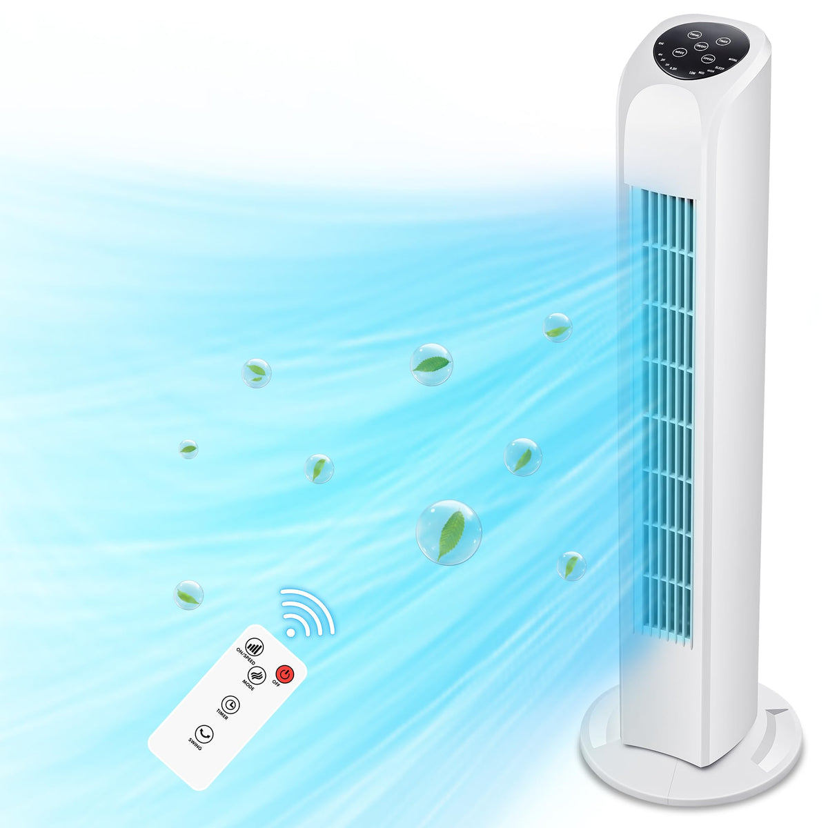Uthfy Tower Fan remote control enables easy adjustments from anywhere in the room.