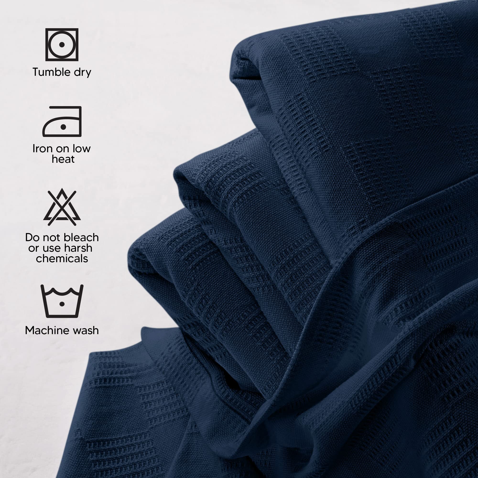 Utopia Bedding navy care instructions indicate easy washing.
