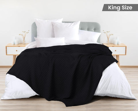 Utopia Bedding 100% cotton waffle close up texture highlights breathable comfort.