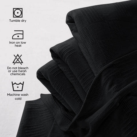 Utopia Bedding close-up texture of black cotton blanket soft and breathable