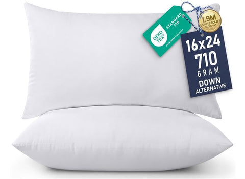 Utopia Bedding 16x24 pillow inserts packaging shows plump, ready-to-use cushions for living room styling.