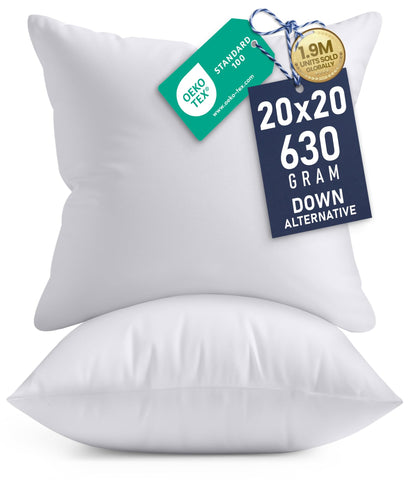 Utopia Bedding 20x20 pillow insert pack-2 adds plush comfort to sofas and beds.