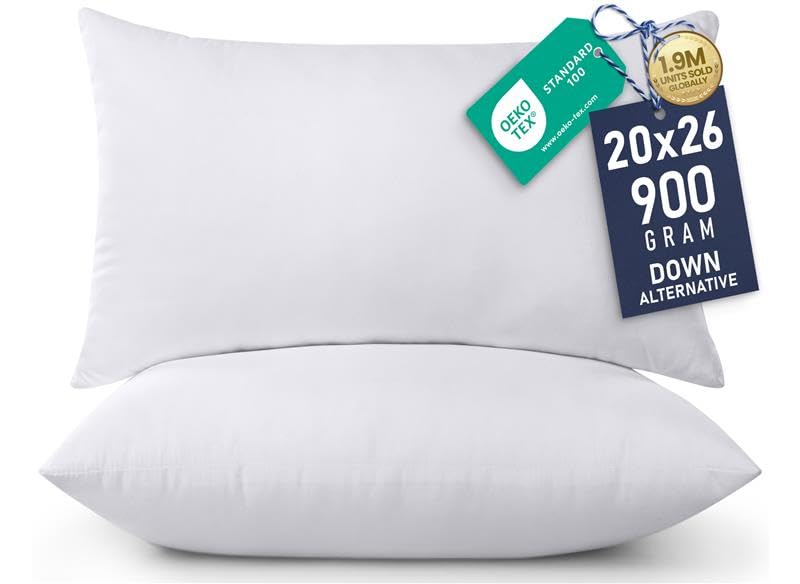 Utopia Bedding 20x26 pillow inserts set 2 white, plush and supportive
