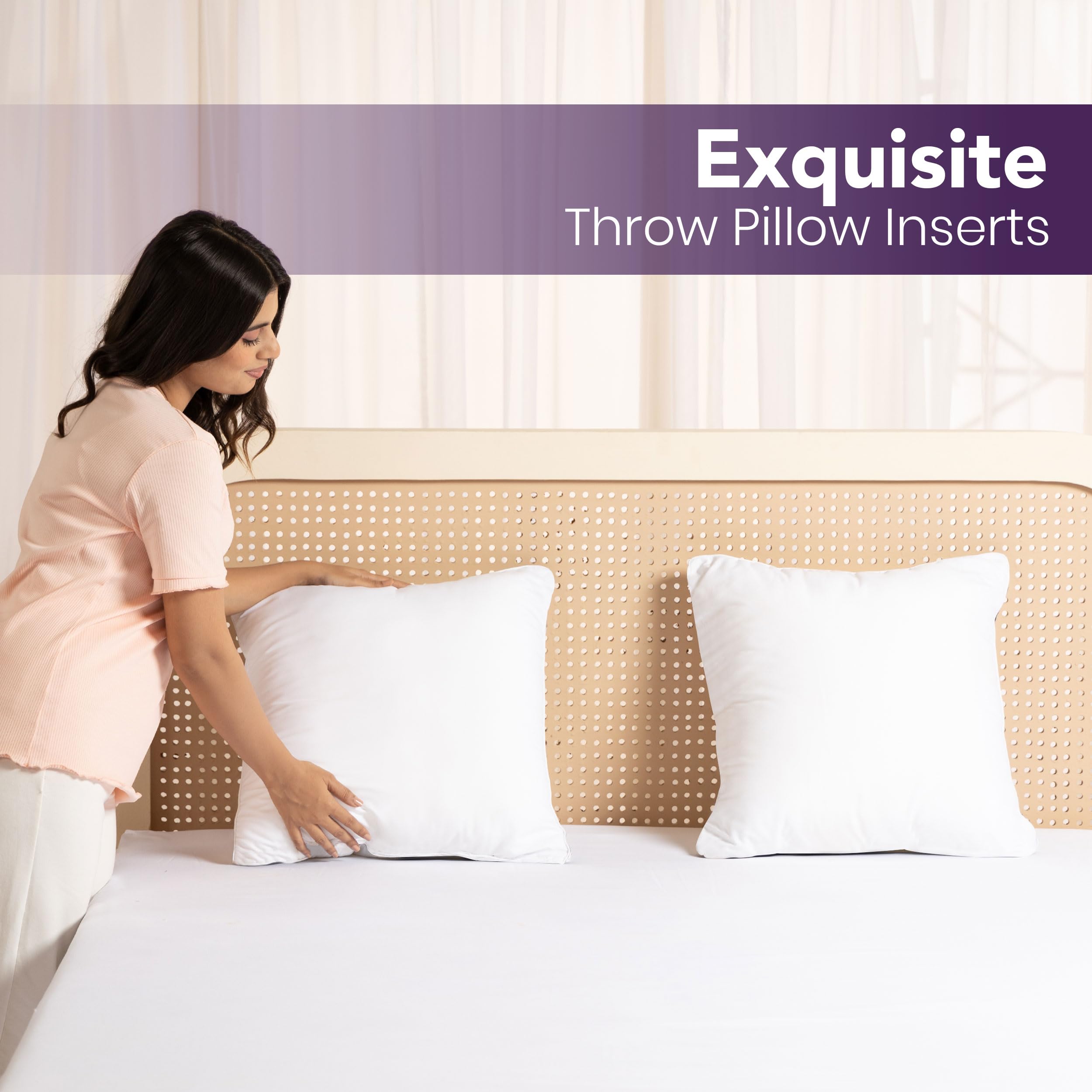 Utopia Bedding pillow insert showing fullness for tidy bed arrangement