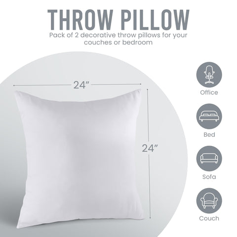 Utopia Bedding 24x24 pillow insert on a sofa for decorative styling