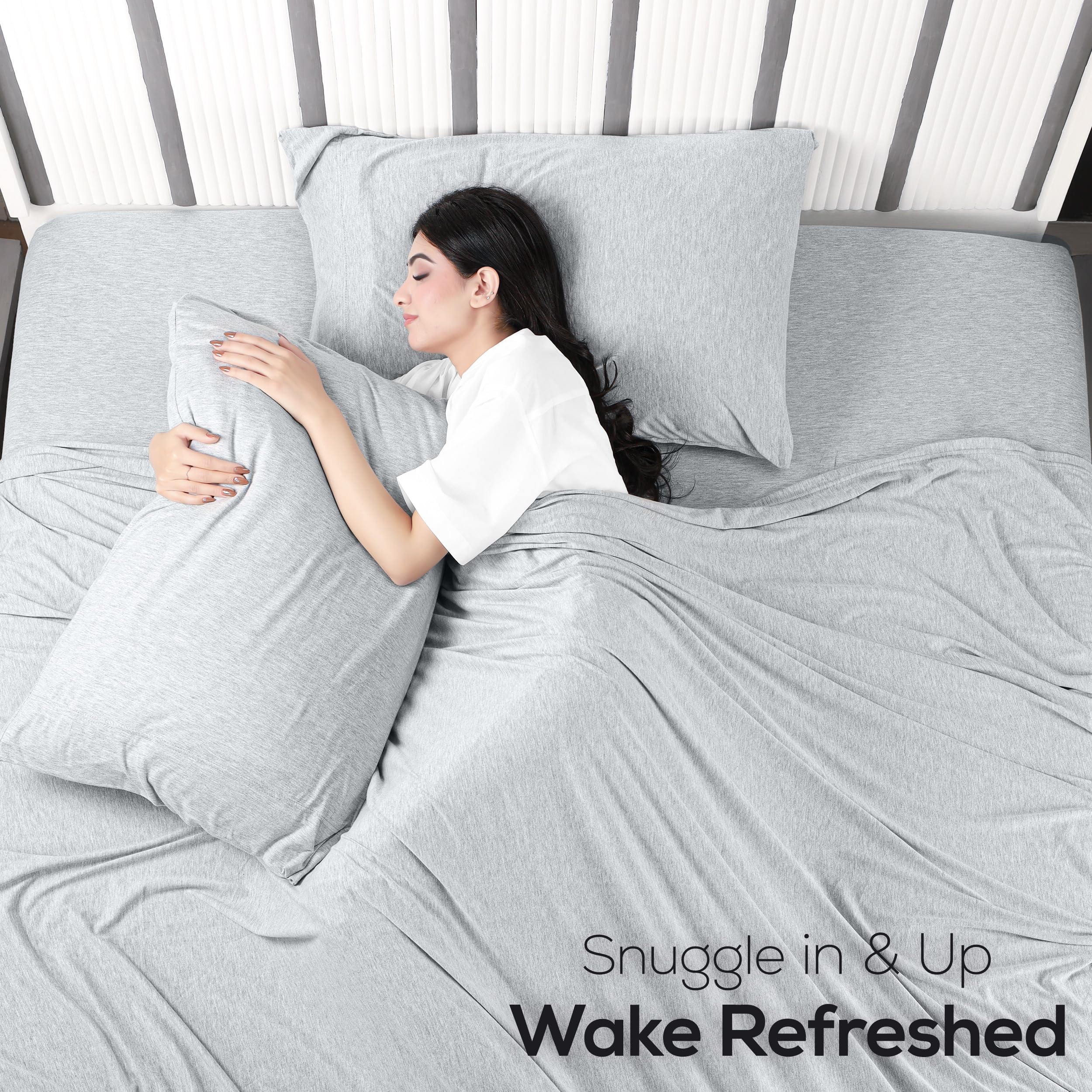 Utopia Bedding-4-piece-setup-on-bed shows complete sheet set ready to use.