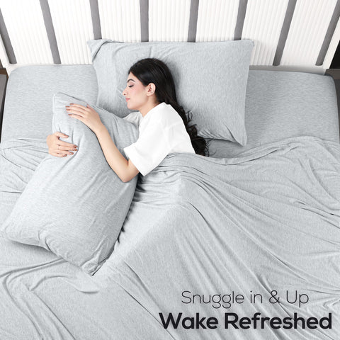 Utopia Bedding-4-piece-setup-on-bed shows complete sheet set ready to use.