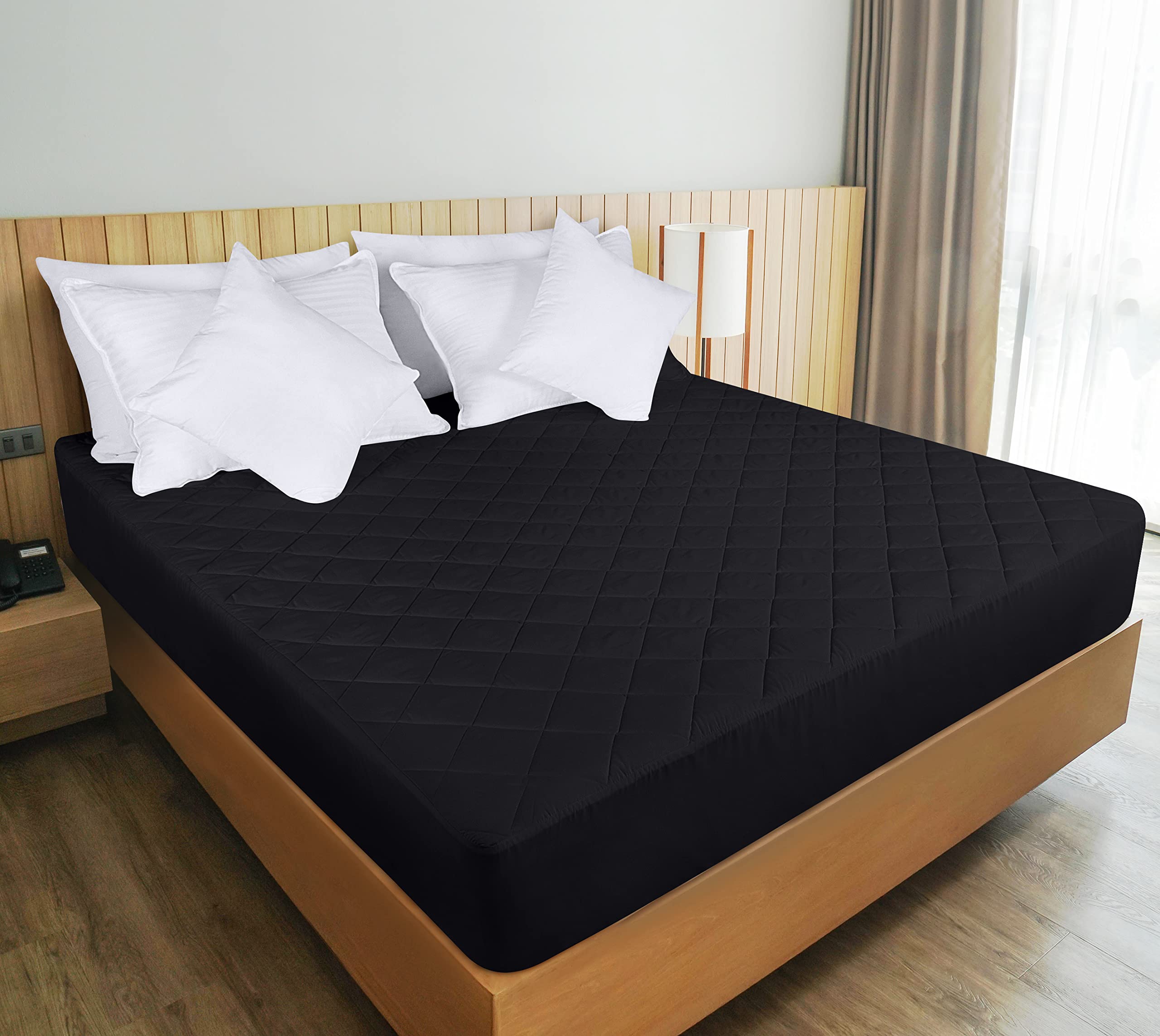 Utopia Bedding 78 by 80 inch size fits mattresses up to 16 inches.