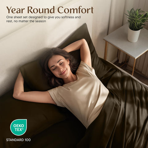 Utopia Bedding all-around elastic edge for a snug, night-long fit.