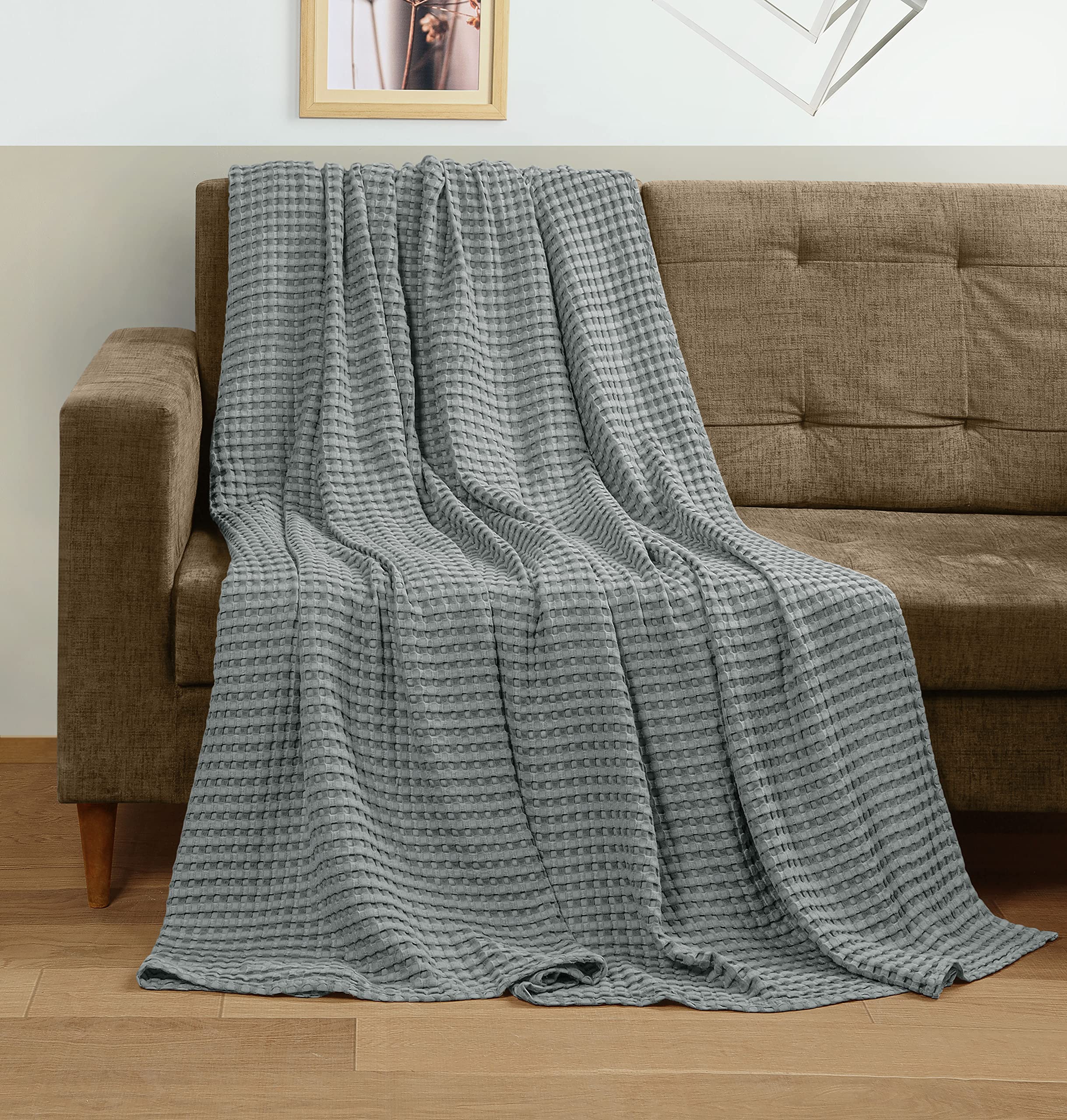 Utopia Bedding all-season blanket used on sofa for year-round comfort.